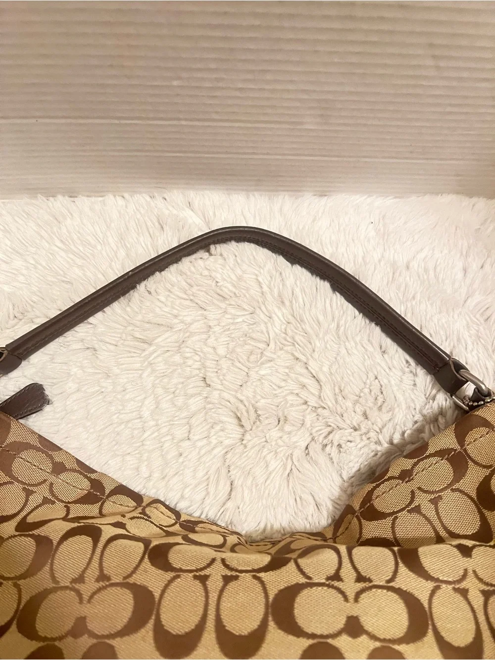 Coach Park Monogrammed Signature Canvas Hobo in Khaki and Brown with Orange Tag - Picture 9 of 14